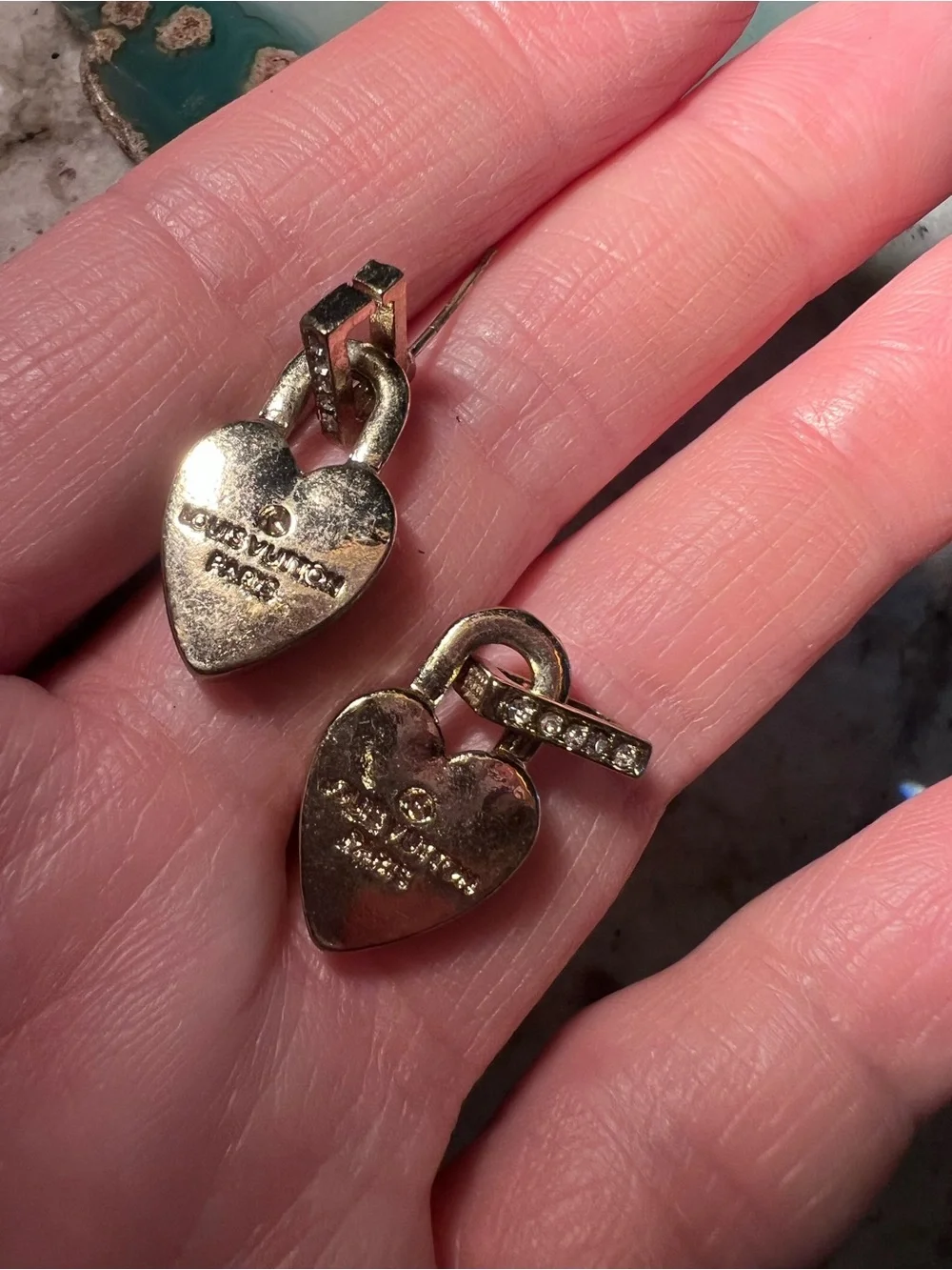 Pavé Heart Lock Drop Earrings NEW